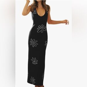Knit backless maxi dress